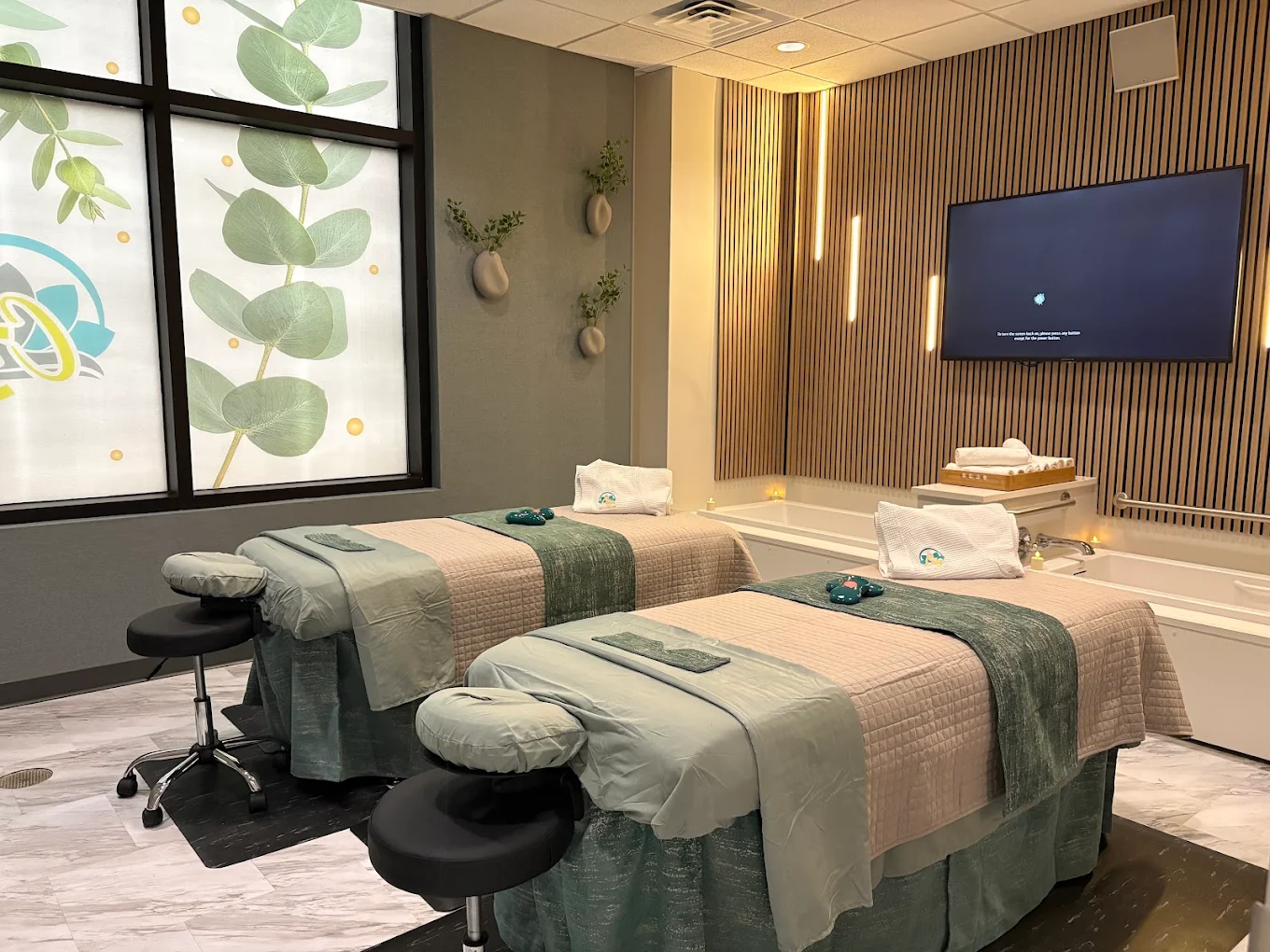 The couples suite at C3 Wellness Spa in Raleigh, with two treatment tables side by side